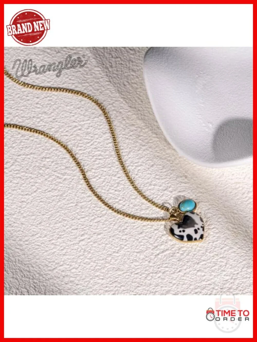 Western Heart Turquoise Pendant Necklace, Gold Plated, Lobster Clasp